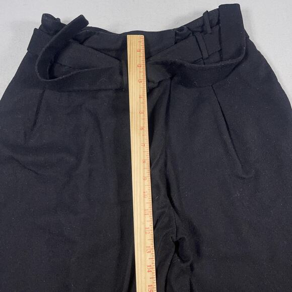 COS Pants Womens 4 Black High Waist‎ Wide Leg Belted Wool Blend Trousers Office - Picture 5 of 10